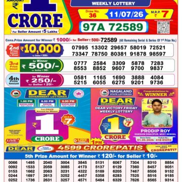 Dear Lottery Result 8PM 11 07 26