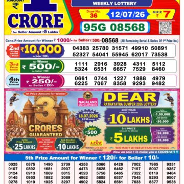 Dear Lottery Result 8PM 12 07 26