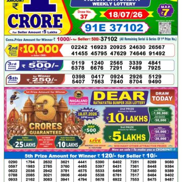 Dear Lottery Result Today 1PM 18 07 26