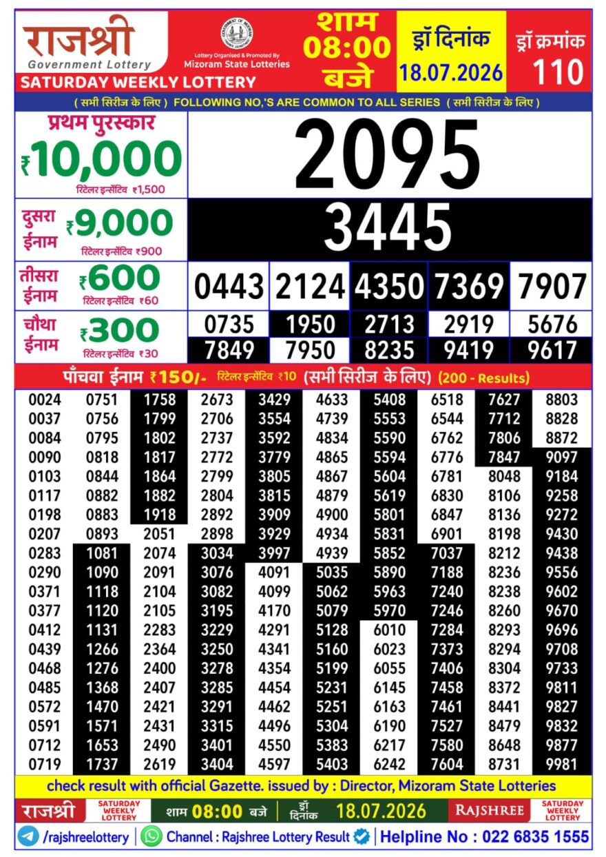 Rajshree Daily 8PM Result 18 07 26