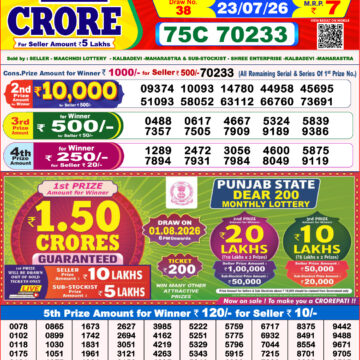 Dear Lottery Result 8PM 23 07 26