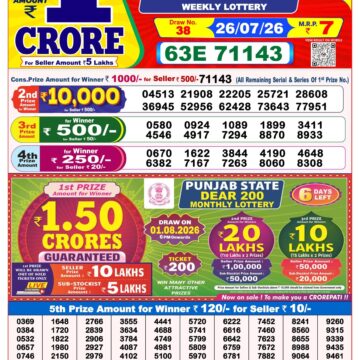 Dear Lottery Result 8PM 26 07 26