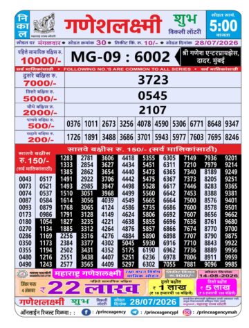 Maharashtra Ganesh Laxmi Lottery Result 28 07 26