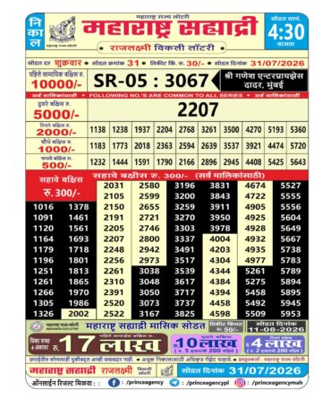 Maharashtra Sahyadri Lottery Result 31 07 26