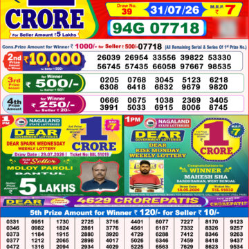 Dear Lottery Result 8PM 31 07 26