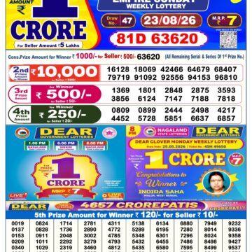 Dear Lottery Today Result 6PM 23 08 26