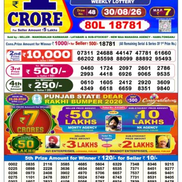 Dear Lottery Today Result 6PM 30 08 26