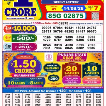 Dear Lottery Result 8PM 14 08 26