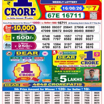 Dear Lottery Result 8PM 16 08 26