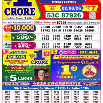 Dear Lottery Result 8PM 02 08 26