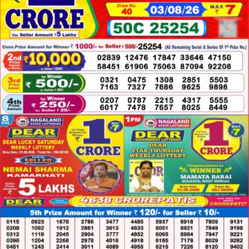 Dear Lottery Result 8PM 03 08 26
