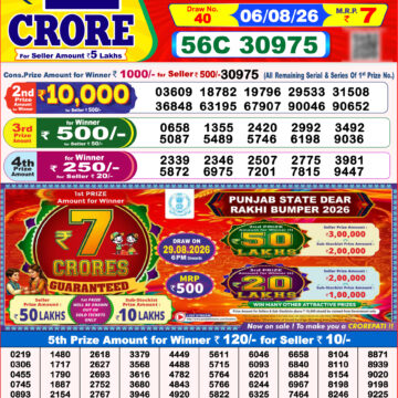 Dear Lottery Result 8PM 06 08 26