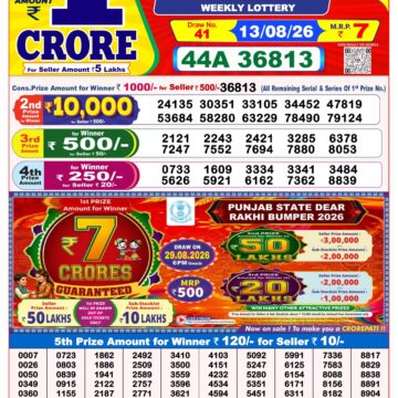 Dear Lottery Result 8PM 13 08 26