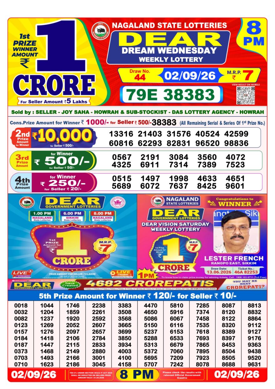 Dear Lottery Result 8PM 02 09 26