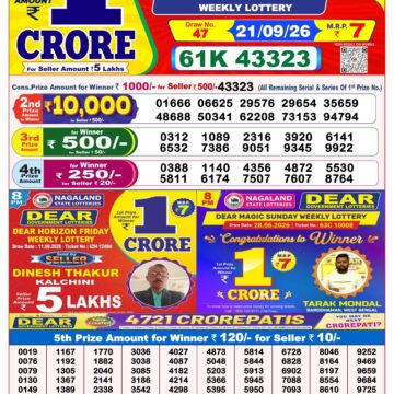Dear Lottery Result 8PM 21 09 26