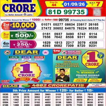 Dear Lottery Result 8PM 01 09 26
