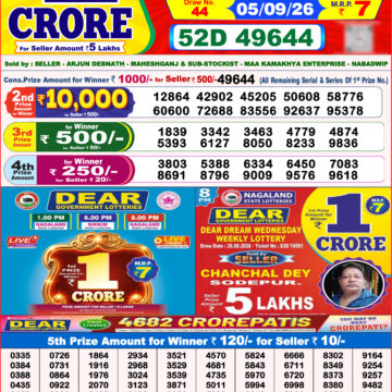 Dear Lottery Result 8PM 05 09 26