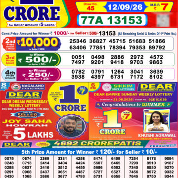 Dear Lottery Result 8PM 12 09 26