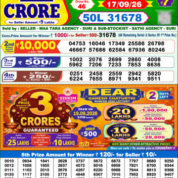 Dear Lottery Result Today 1PM 17 09 26