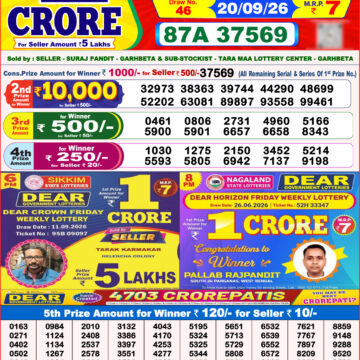 Dear Lottery Result 8PM 20 09 26