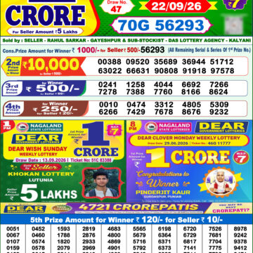 Dear Lottery Result Today 1PM 22 09 26