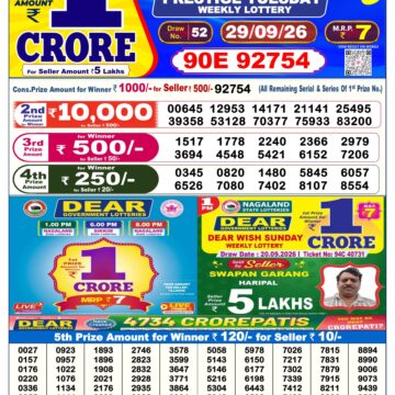 Dear Lottery Today Result 6PM 29 09 26