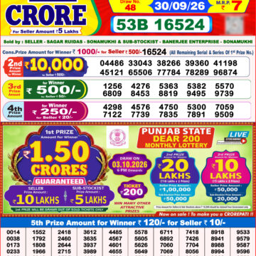 Dear Lottery Result 8PM 30 09 26