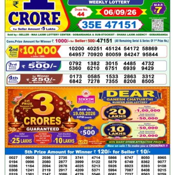 Dear Lottery Result Today 1PM 06 09 26