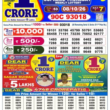 Dear Lottery Today Result 6PM 08 10 26
