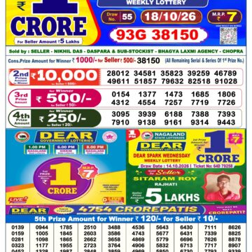 Dear Lottery Today Result 6PM 18 10 26