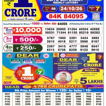 Dear Lottery Today Result 6PM 24 10 26