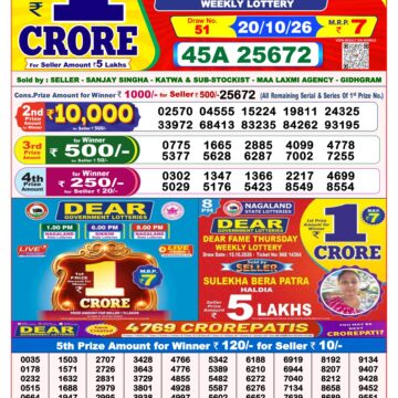 Dear Lottery Result 8PM 20 10 26