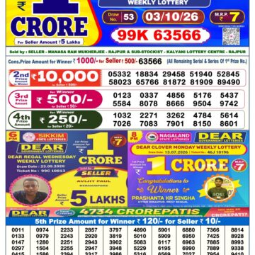 Dear Lottery Today Result 6PM 03 10 26