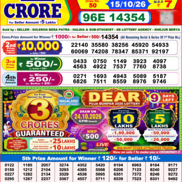 Dear Lottery Result 8PM 15 10 26