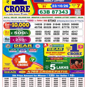 Dear Lottery Result 8PM 23 10 26